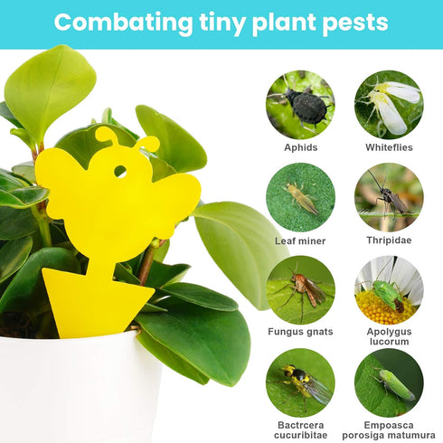 NiHome 48-Pack Yellow Sticky Traps with Twist Ties Indoor & Outdoor Plant Bug Fly Glue Catcher Nontoxic Odorless for Home Garden (Flower)...