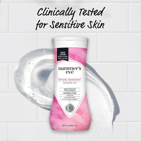 Summer's Eve Simply Sensitive Daily Gentle All Over Feminine Body Wash, Removes Odor, Feminine Wash pH Balanced, 15 fl oz...