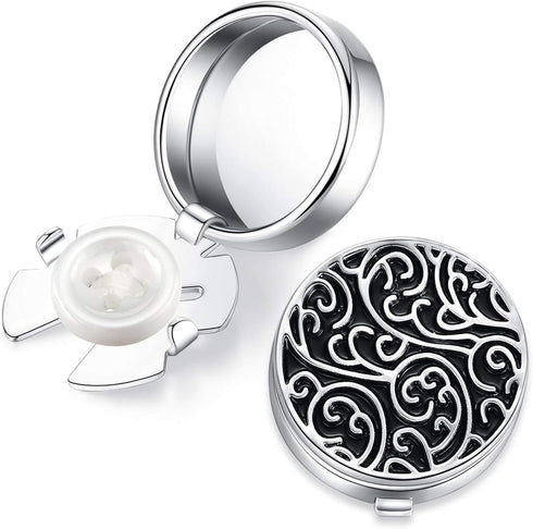 HONEY BEAR Round Retro Pattern Carved Print Button Covers Cufflinks for Men Ordinary Shirt...