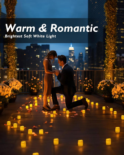Homemory 12Pack Flickering Flameless Votive Candles, 200+Hour Electric Fake Candles, Battery Operated LED Tealight for Wedding, Outdoor, Table, Fe...