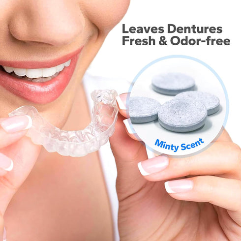 Retainer Cleaner, Denture Cleaning Tablets (60 Tablets), Deep Cleaning, Powerful Cleaning Agents Odor Neutralizing, 0dor-Free With Pleasant Minty ...
