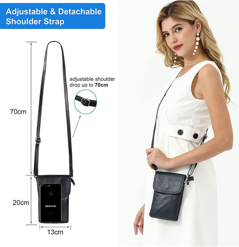 befen Genuine Leather Small Crossbody Bags for Women Cell Phone Bag Cross Body Purses,Silver Zipper...