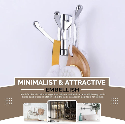 Angle Simple Towel Hook Chrome 2 PCS, Metal Swivel Folding Bathroom Hook, Hand Towel Holder, Heavy Duty Clothes Robe Hook for Bathroom Wall Mount...