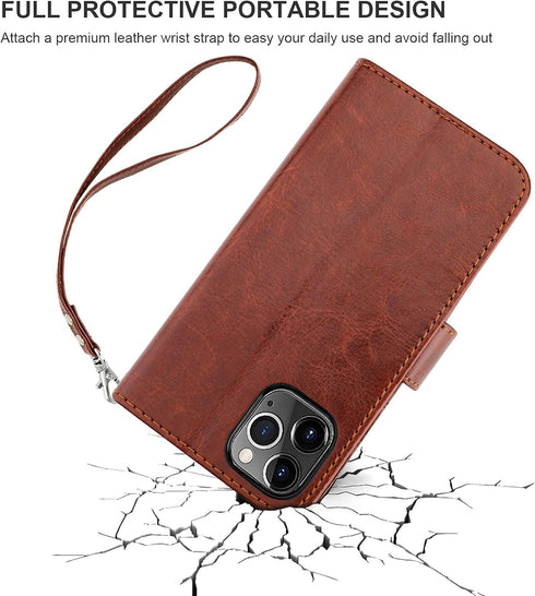 Bocasal Compatible with iPhone 12 Pro Max Wallet Case with Card Holder PU Leather Magnetic Detachable Kickstand Shockproof Wrist Strap Removable F...