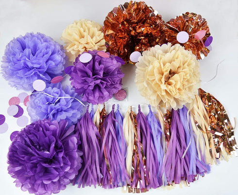 Purple Rose Gold Birthday Decorations for Women Purple Champagne Rose Gold Happy Birthday Balloons Rose Gold Confetti Balloons Girl Purple Birthda...