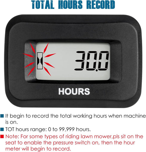 Runleader Digital Hour Meter,DC 5V to 60V for Riding Lawn Mower Tractor Golf Cart Forklift RV Motorhome Milling Machine etc. (1)...