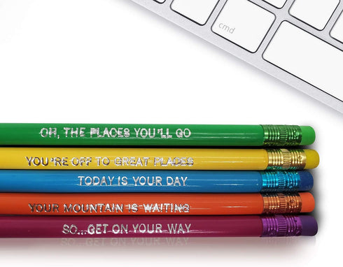Oh the Places Inspirational Pencils Engraved With Funny And Motivational Sayings For School And The Office...