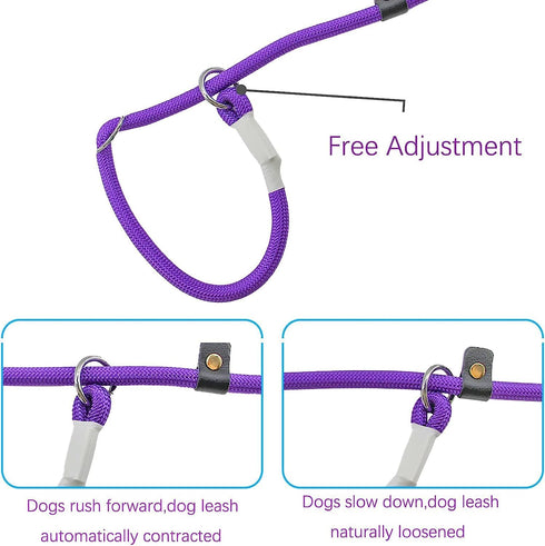 3Pcs Slip Lead Dog Leash, 7FT Slip Leash for Puppy Training, Slip Leads for Dogs with Padded Handle, Strong Nylon Rope Leash, 1/4" Adjustable Wais...