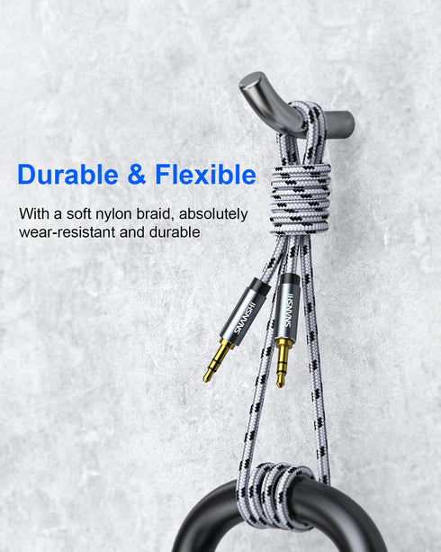 SNSNHI Aux Cord, Nylon Braided 3.5mm Audio Cable Aux Cable 1/8 Audio Cable 3.5mm Male to Male Aux Cord for Car,Headphones,Speaker,Soundbar -20FT...