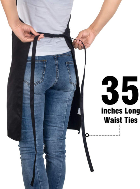 Xornis 2 Pack Adjustable Bib Aprons with 2 Pockets Apron for Women Men Kitchen Cooking Chef, Black...