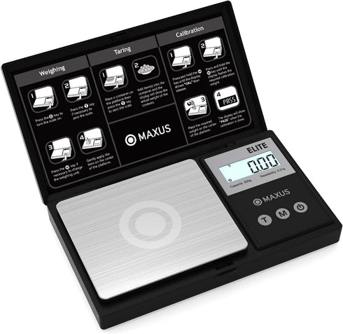 MAXUS Digital Pocket Gram Scale 500g x 0.01g High Precision with Tray, Weighs Small Food, Jewelry, Ounces, Grains, LCD Display, Tare Function...