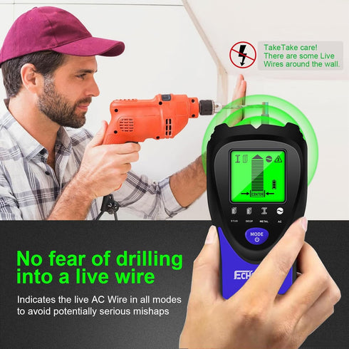 Stud Finder Wall Scanner, 5 in 1 Electronic Stud Detector with LCD Display & Audio Alarm, Stud Sensor for Wood AC Live Wire Metal Studs Detection ...
