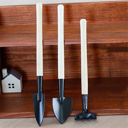 3 Pieces Mini Spade Shovel Harrow Gardening Tool Set Potted Plants Maintenance Suit with Wooden Handle Garden Tool for Indoor houseplant(3 Pack)...