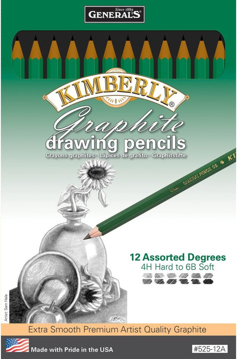 General Pencil 525-12A Graphite Drawing Pencils (12 Pack), 12 Count (Pack of 1)...