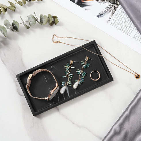 Luxspire Bathroom Vanity Tray, 8 x 4 inch Resin Dresser Jewelry Ring Dish Tank Storage Kitchen Sink Countertop Organizer Plate Holder for Perfume ...