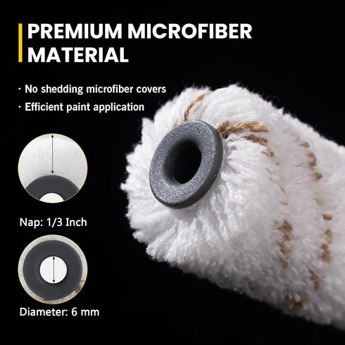 Mister Rui Microfiber Paint Roller Covers 4 Inch, 40 Pack Small Paint Roller Covers with Roller Frame Kit, Mini Paint Rollers for Painting Walls, ...