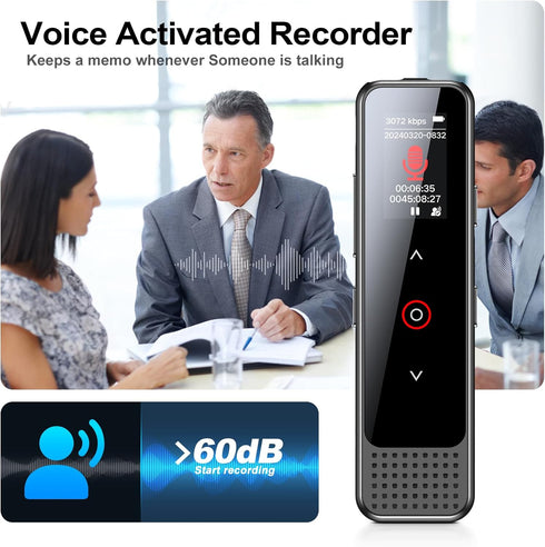 128GB Voice Recorder with Playback, Small Voice Activated Recording Device for Lectures & Meetings, Bluetooth Noise Cancelling Audio Recorder Devi...