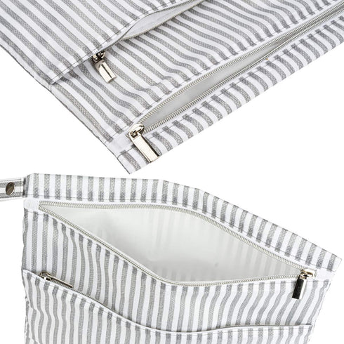 2Pcs Wet Dry Bags for Baby Cloth Diapers Waterproof Washable Reusable with Two Zipper Pockets for Dirty Gym Clothes, Travel, Beach Pool Daycare So...