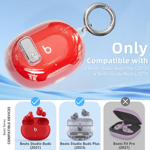 Beats Studio Buds/Studio Buds Plus Case Cover Clear 2021/2023 with Lock with Cleaner Kit, Soft TPU Protective Case for New Beats Studio Buds+ with...
