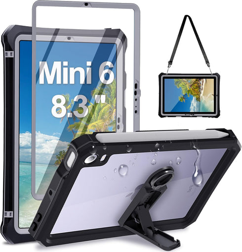 iPad Mini 6 Case 2021 - iPad Mini 6th Generation Case - Waterproof Case with Built-in Screen Protector - Full Protection Shockproof Anti-Scratch C...
