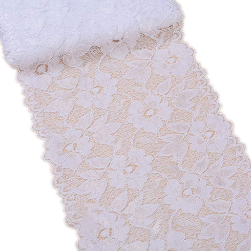 5 Yards Width 6.3 Inch Stretch Lace Trim Fabric Elastic Lace Flowers Ribbon for Garment Craft Embellishment Wedding Baby Shower Table Decorations ...