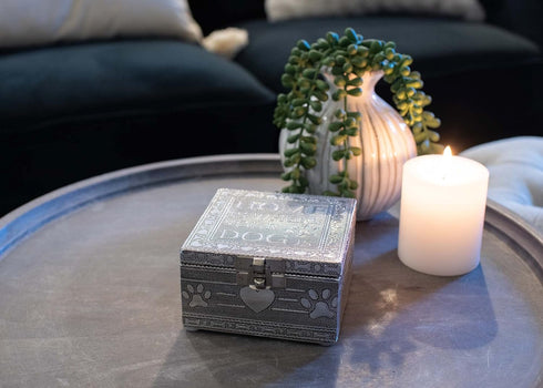 Cottage Garden Home Dog Pawprint Silver Tone Metal Jewelry Keepsake Box...