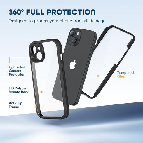 TIESZEN Compatible with iPhone 15 Plus Case, with Built-in 9H Tempered Glass Screen Protector & Upgraded Camera Protection, Dustproof Cover Design...