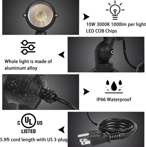 Spotlight Outdoor 6W 2700K to 6500K Adjustable via Remote Landscape Lighting Outdoor Indoor for House Flag Yard Tree Garden, Plug in Outdoor Light...