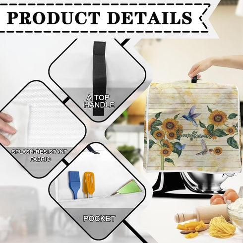 Sunflower Bird Plank Mixer Cover L Size Stand Mixer Cover Kitchen Mixer Assecories to Keep Clean & Safe Kitchen Appliance Organizer Bag Coffee Mak...