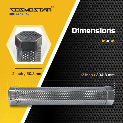 Cosmostar Hexagon Pellet Smoker Tube 12 inches Stainless Steel for Any Grill or Smoker, Hot or Cold Smoking,Premium BBQ Smoker Generator Tube-5 Ho...