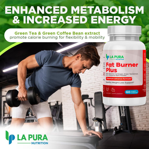 LaPura Fat Burner Plus, 60 Capsules - Weight Loss Support, Appetite Suppressant, Energy Booster, Premium Formula - Green Tea & Green Coffee Bean E...