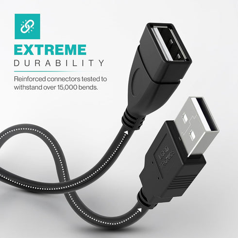3FT USB to USB Male to Female Extension Cable USB A Male to USB A Female Data Transfer and Charging Adapter for Keyboard, Mouse, Printer, USB Flas...