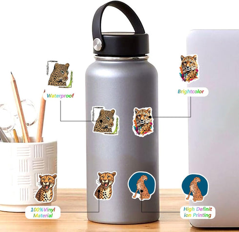 160 Pcs Cheetah Print Stickers Animals Vinyl Waterproof Graphic Decal Leopard Sticker for Phone Skateboard Laptop Stickers, Bulk Sticker Packs for...