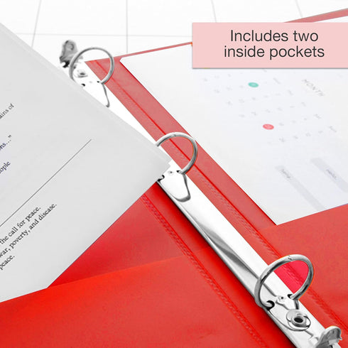 BAZIC 3 Ring Binder 1/2" Economy View Binders Organizer - Red, Round Ring, Hold 100 Sheets Paper, for School Office Home, 1-Count...