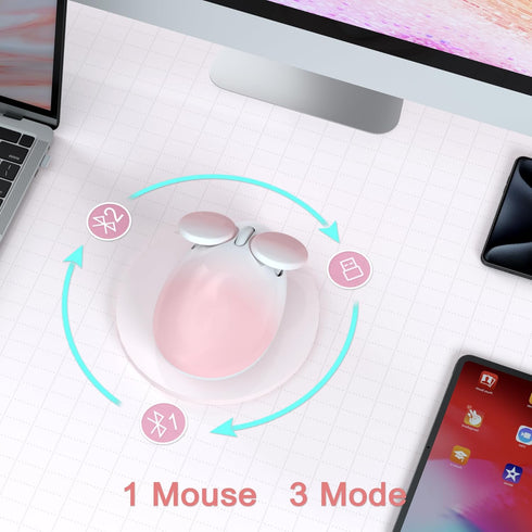 2.4GHz Wireless Mouse, Bluetooth Mouse Dual Channel, 1600DPI USB Mouse, Cute Big Ears Mouse Shape, Detachable Buttons for PC, Tablet, Laptop, Wind...