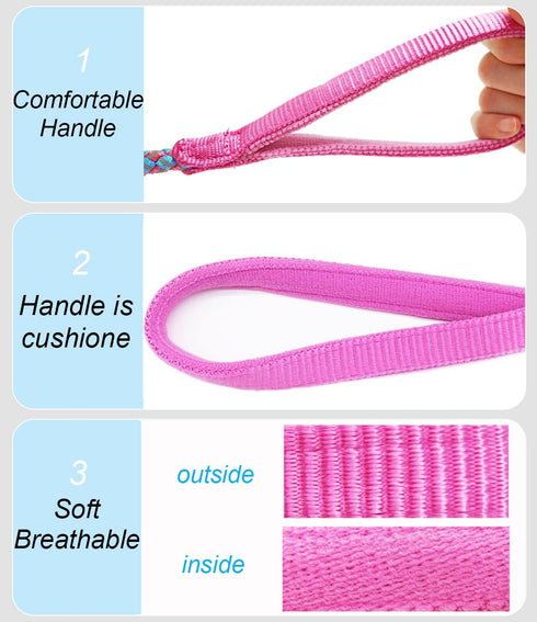 2FT 3FT 4FT 6FT 10FT Reflective Dog Leash- Strong Nylon Rope Braided Dog Training Leash for Extra Large Medium Dogs Walking Leads (Pink 6 Foot 3/4...