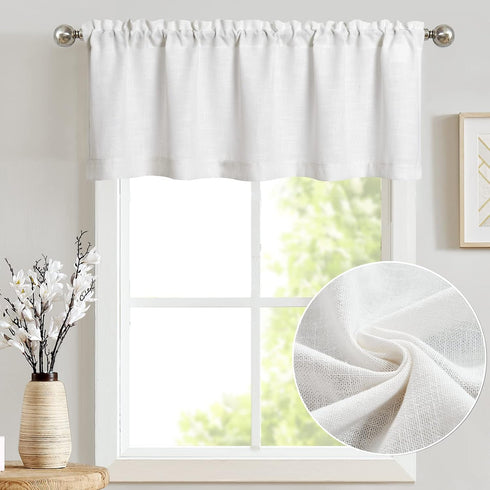 jinchan Linen Valance for Kitchen Living Room Rod Pocket Small Window Curtain Flax Linen Textured Valance Curtain Farmhouse Country Rustic Window ...
