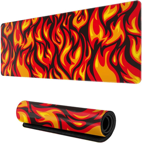 Cool Fire Novelty Mouse Pad Gaming XL Large Mousepad Desk Mat Long Extended Big Keyboard Pads Table Accessories for Gaming and Office Pc Laptop Co...