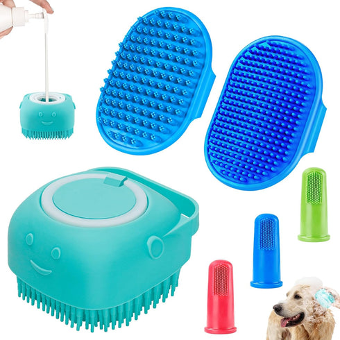 3PCS Dog Bath Brush | Dog Shampoo Brush | Dog Scrubber for Bath | Dog Bath Brush Scrubber | Dog Shower/Washing Brush with Adjustable Ring Handle f...