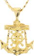metaltree98 Solid Gold Plated Anchor Jesus Diamond Cut Pendant 20" Cuban Chain Necklace MPG 003 G (20")...