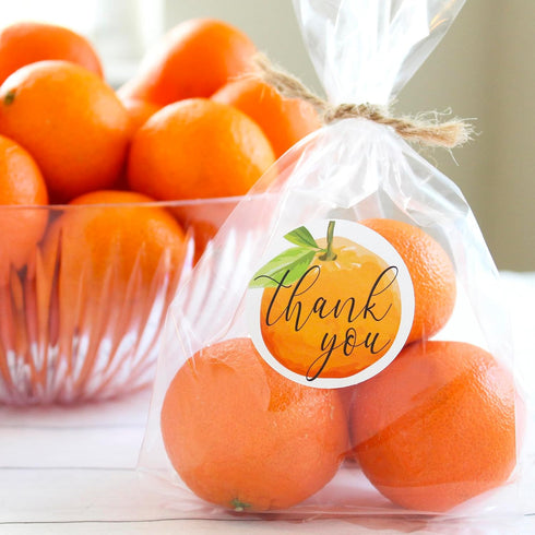 Little Cutie Baby Shower Thank You Stickers – 40 Count Orange Theme Labels for Baby Shower or Gender Reveal Party Favors, Envelopes, and Treat Bag...