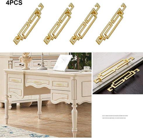 4PCS Chinese Style Cabinet Pull Handles, Drawer Pulls, Closet Handles, Hardware Handles for Furniture Dresser Drawer with Screws (128mm Hole spaci...
