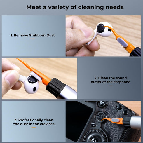 K&F Concept Multifunctional Lens Cleaning Kit, Aluminium Alloy Lens Cleaning Pen*1 + Airpods Stripper*3 + Flocking Sponge*3 for Bluetooth Earphone...