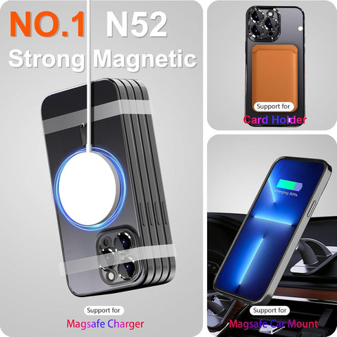 for iPhone 14 Pro Max Case Magsafe, Magnetic Clear Case with Screen Protector and Camera Cover, Transparent Electroplated Case for Women/Girl/Men ...