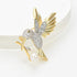 Lovely Crystal Flying Hummingbird Brooch Pins Suit Lapel Pin Antique Gold Bird Collar Pins Badge Jewelry for Men Women...