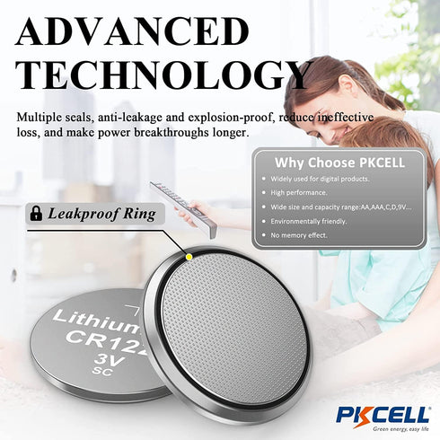 PKCELL CR1225 3V Lithium Battery CR 1225 3V Button Batteries for Thermometer 5-Year Shelf Life (5 Counts)...