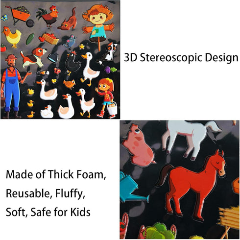 3D Puffy Sticker Play Set: Vehicle, Farm, Dinosaur and Pet, Reusable Sticker Book for Kids 2-4, Sticker Toys for Toddlers 1-3, Birthday Gifts Educ...