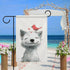 Small Joyful Dog with A Bird on Its Head Garden Flag Cute Animal House Yard Flag Seasonal Holiday Outside Holiday Decoration Home Decor Double Sid...