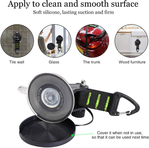 CONBOLA Suction Cups Hooks Heavy Duty Outdoor Car Camping Essentials 4 Pieces Upgraded Tie Down Suction Cup,Camper Accessories Strong Power for RV...