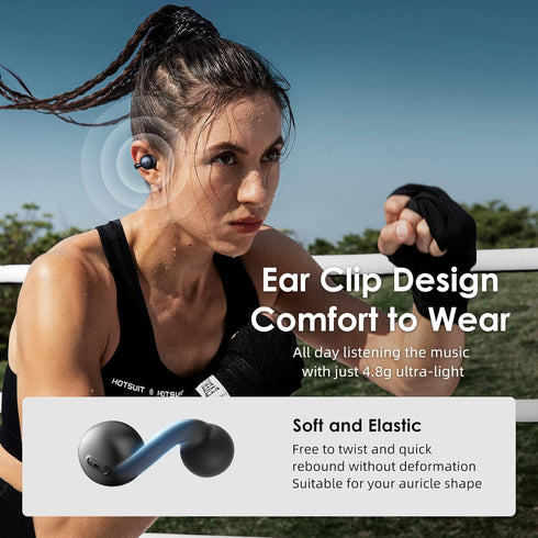 i20 Clip on Open Ear Earbud air Conduction s Wireless Bluetooth Headphones with mic Noise Cancelling Waterproof for Sports,Cycling,Driving,Running...